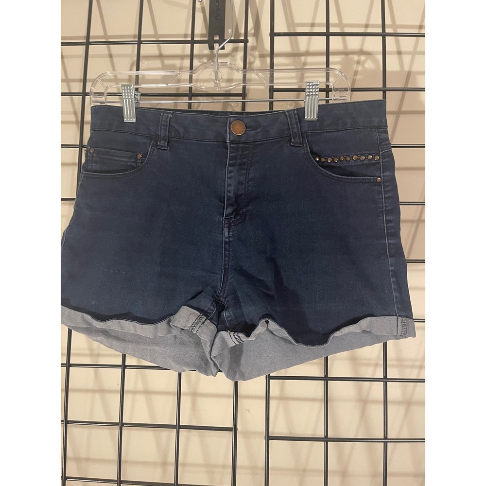 Denim Shorts‎ Cuffed Dark Wash Studded Pockets Casual Summer Size 6